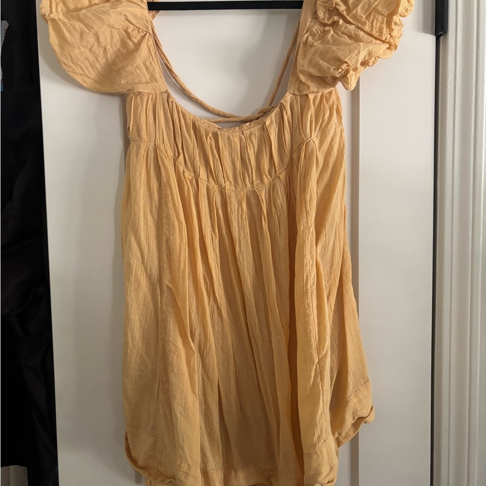 Free People Yellow Puff Sleeve Dress